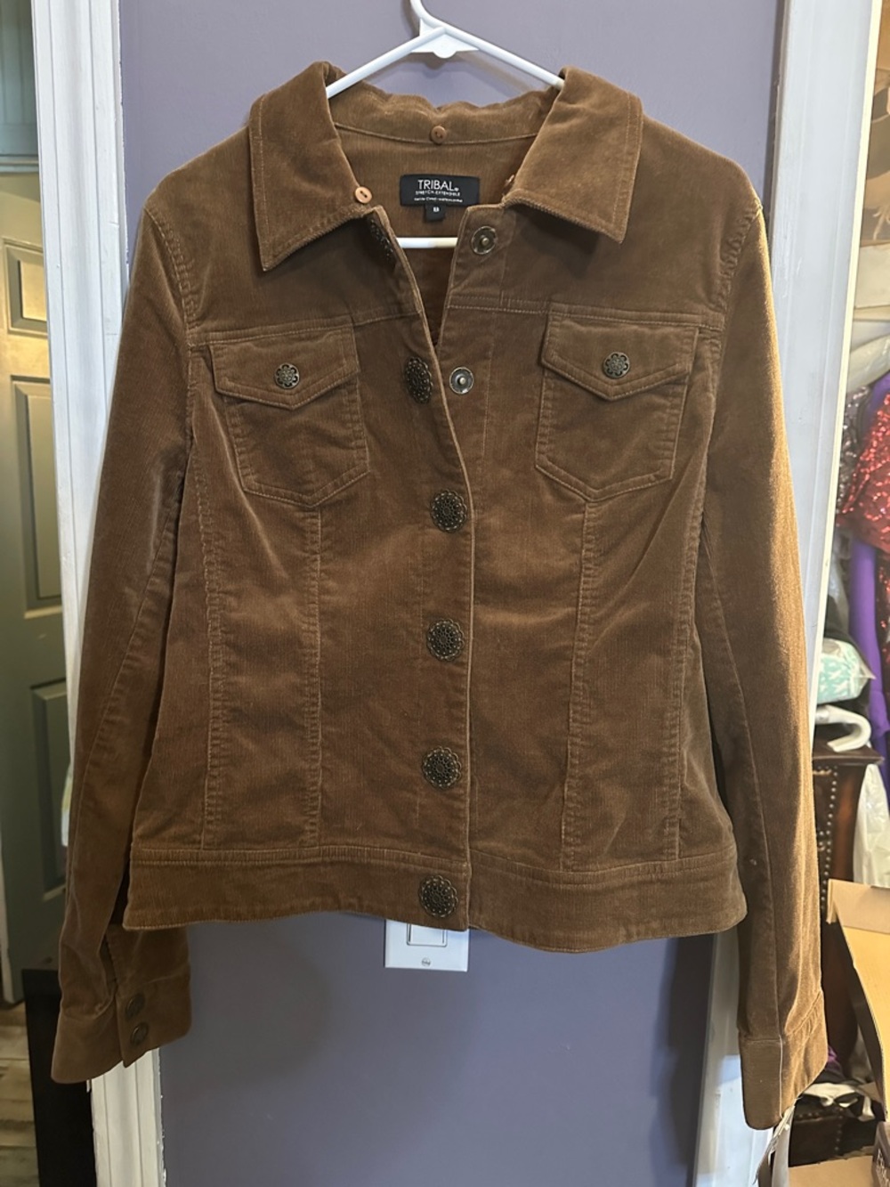 Tribal Chestnut Corduroy Button-Front Jacket